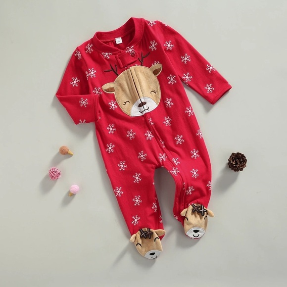 Carter's Other - CARTER’S CHRISTMAS REINDEER SLEEP & PLAY SLEEPER - RED SIZES 3M, 6M, 9M, (NEW)